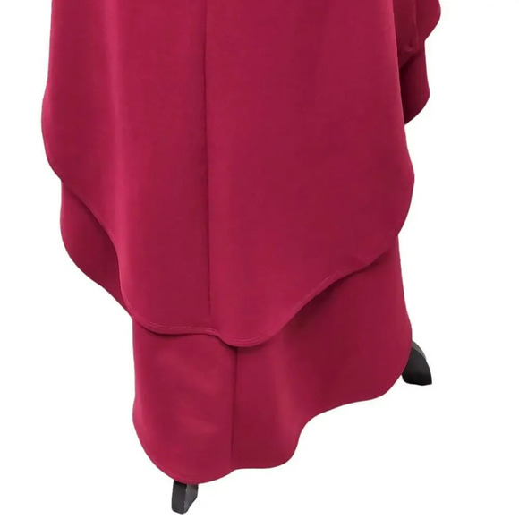 SWEET STORM Sleeveless Tiered High Low Satin Gown Prom Dress Size Small Burgundy - Picture 7 of 13